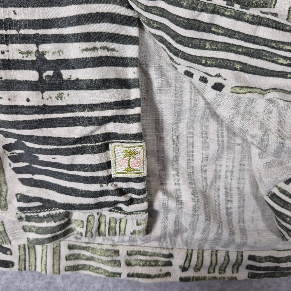 Tommy Bahama Button Up Shirt Mens Large Green 100% Silk Block Print Short Sleeve - Picture 4 of 7